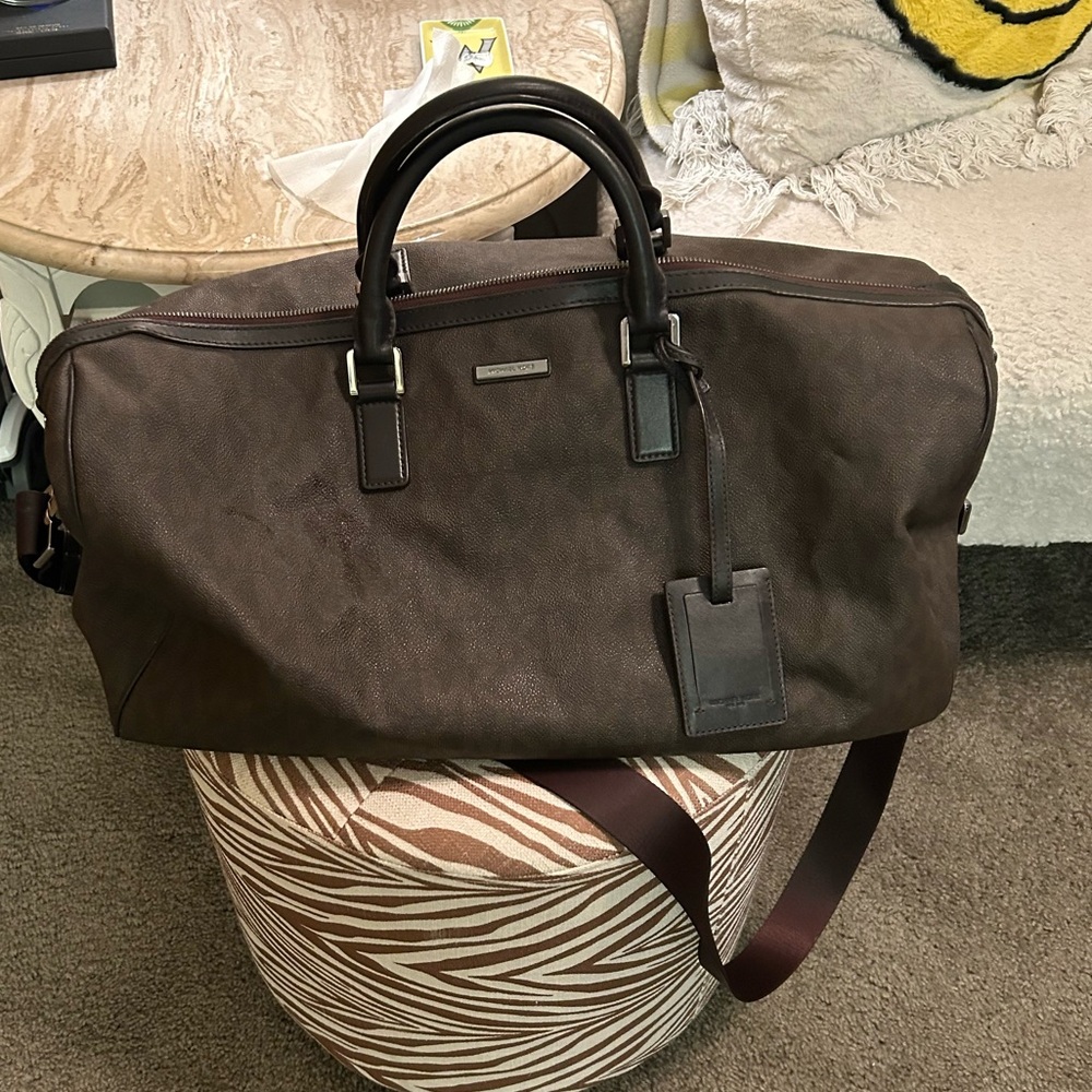 Michael Kors large weekender bag brown monogram print